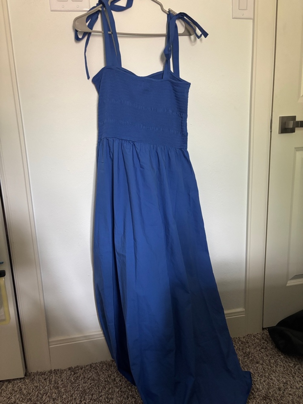 EUC - COS Tie Detail Smock Midi Dress - Bright Blue - Picture 2 of 4